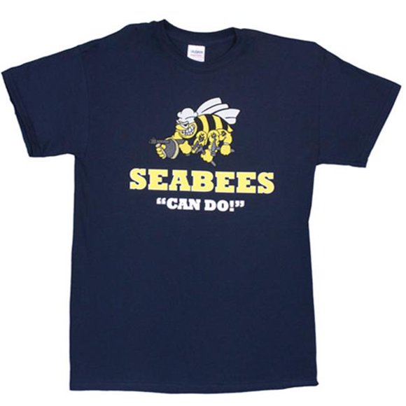 Seabees Can Do Imprint T-Shirt - Navy, XXL