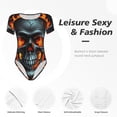thumbnail image 4 of Balery Flame Metal Skull Body de cuello redondo de manga corta para mujer Tops de manga corta Tops básicos-Large, 4 of 7