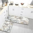 thumbnail image 5 of Gold White Gray Kitchen Rugs and Mats Set of 2, Anti-Slip Washable Kitchen Mats, Marble Kitchen Runner Mat for Kitchen, Dining Room, Flooring, Home, Office, Sink, Laundry Room, 17x30+17x47 Inch, 5 of 6