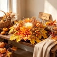 thumbnail image 4 of Fall Table Candle Rings,11" Artificial Maple Leaf Pumpkin Centerpiece Candleholder Wreath Thanksgiving Flower Harvest Farmhouse Decor, 4 of 6