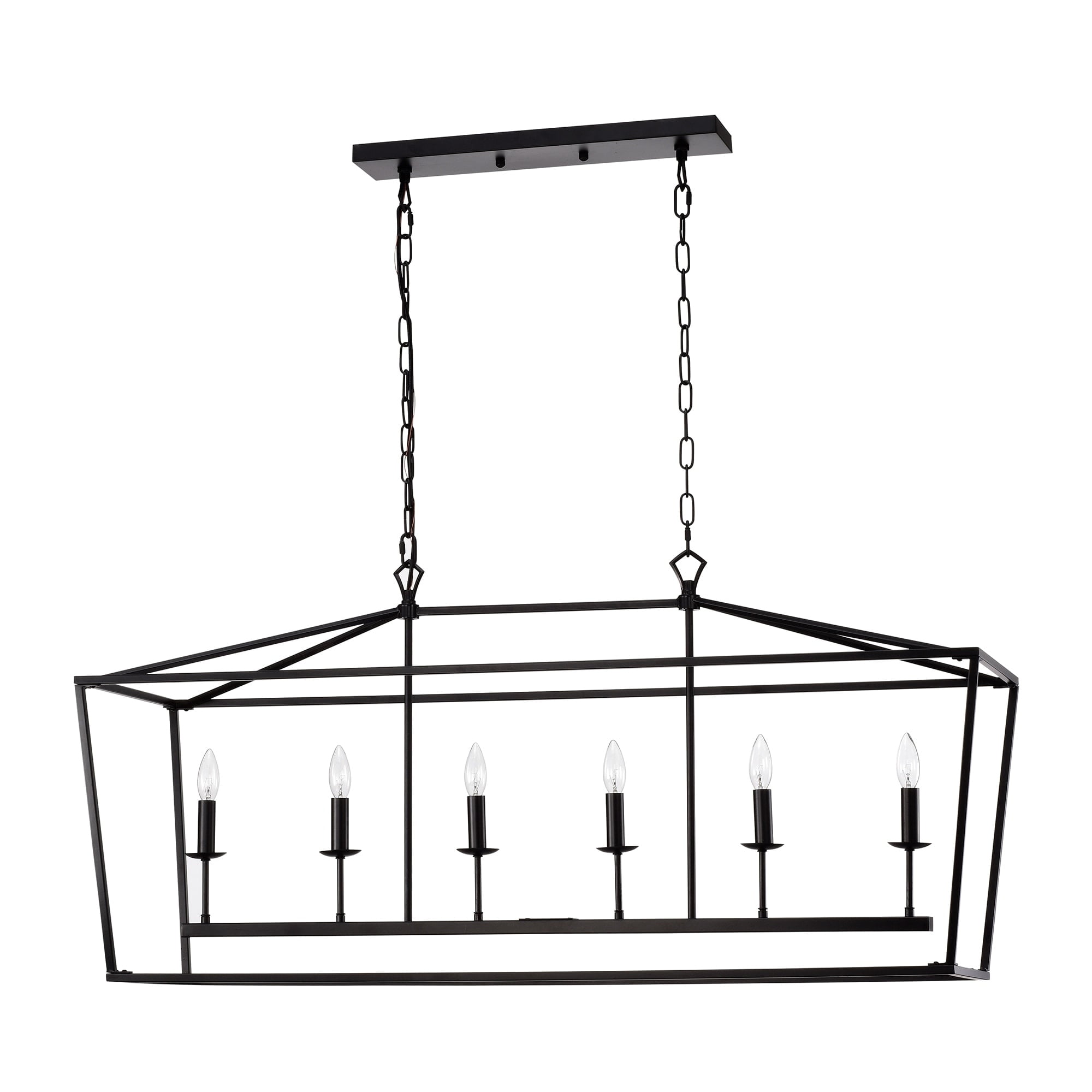 Warehouse of Tiffany PD007/6MB Jayce 22.8 in. 6-Light Indoor Matte Black Finish Chandelier with Light Kit