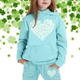 thumbnail image 2 of Girls' Clothing Sets Clearance Long Sleeve Heart Printed Shirt Pants Set Graphic Print Casual Clothes Set for Children Kids,Sky Blue,10-11 Years, 2 of 4