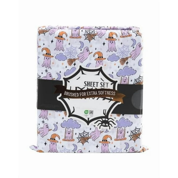 Envogue Halloween Sheet Set Purple Ghosts, Full