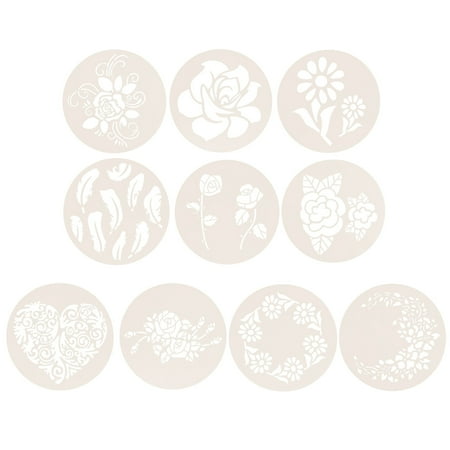 

10 Pcs Creative Painting Templates Cake Stencils Coffee Templates (White)