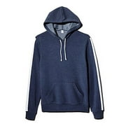 Alternative NAVY/WHITE Stripe-Trimmed Hooded Sweatshirt, US Medium