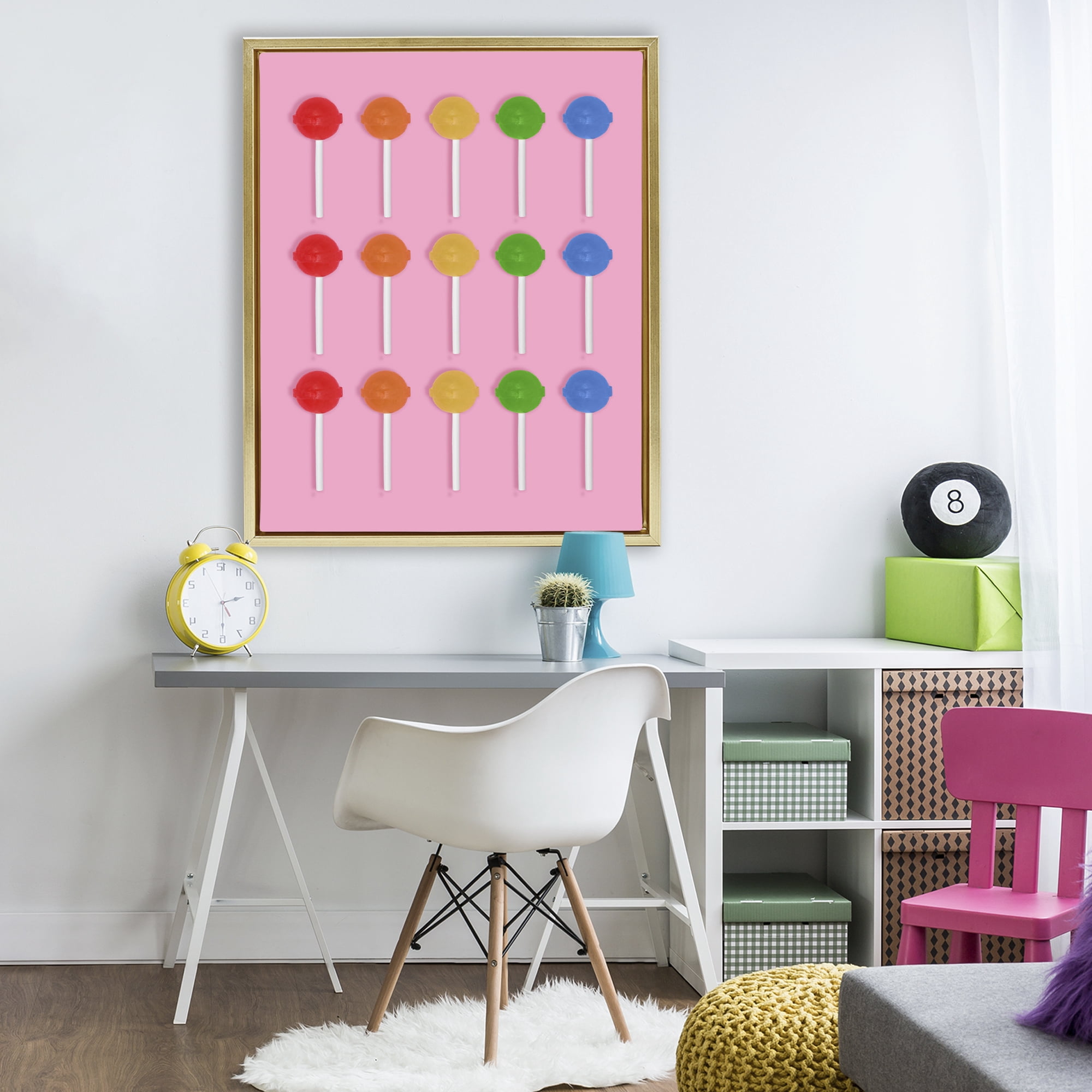 Stupell Industries Colorful Lollipop Grid Gold Framed Floater Canvas Wall Art, design by LISH Creative