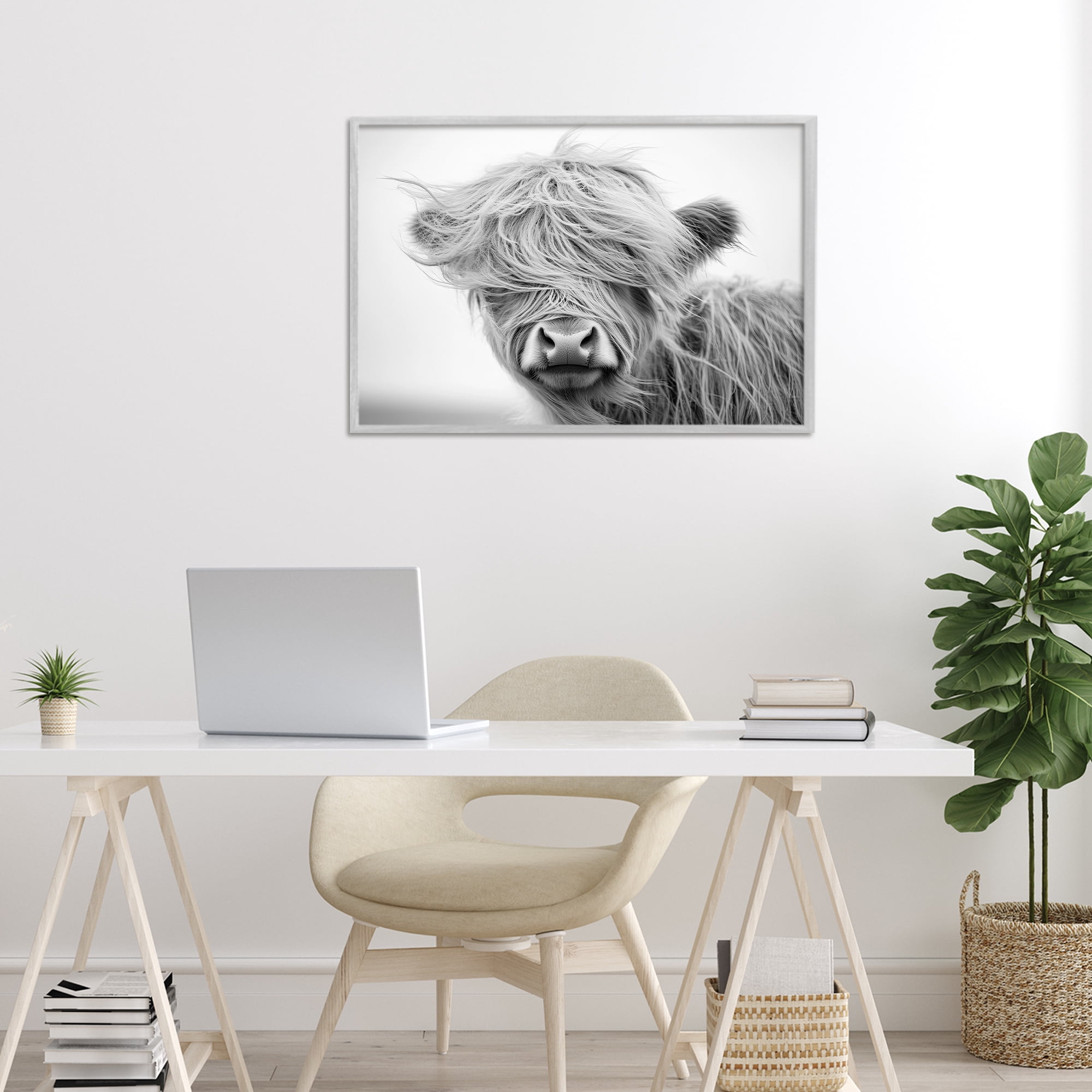 Stupell Industries Easy Breezy Cattle Gray Framed Giclee Art, design by Tina LeCour