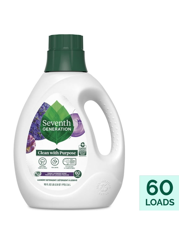 Seventh Generation Clean with Purpose Laundry Detergent, Fresh Lavender, 90 fl oz, 60 Loads