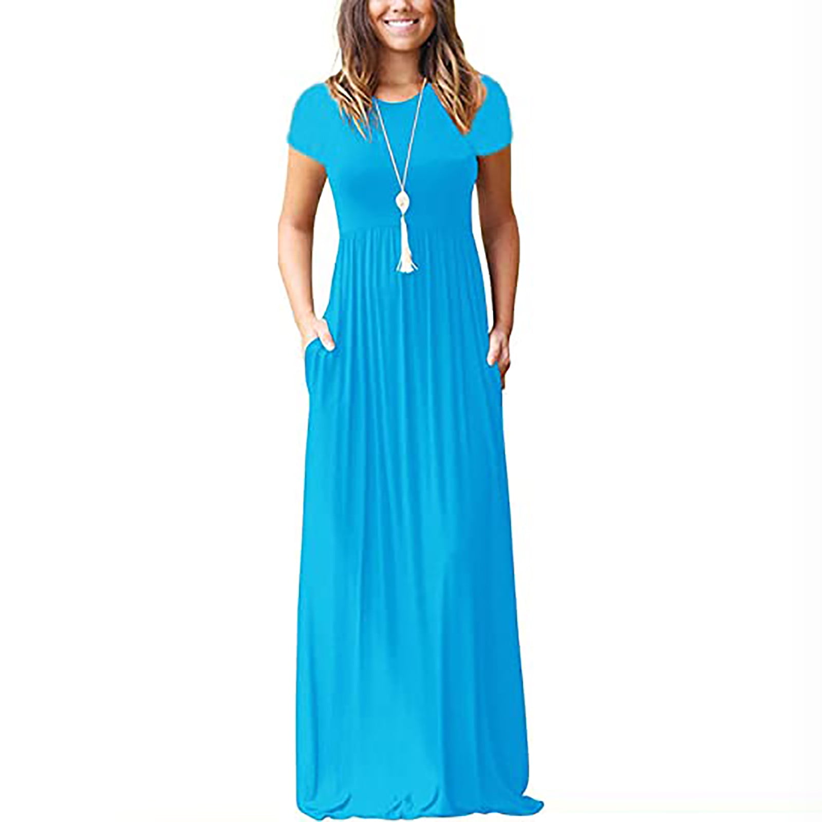 Womens Dress Clearance Trends Women Casual O-Neck Summer Short Sleeve ...