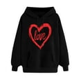 thumbnail image 2 of SOOMLON Valentines Day Hoodies for Women Lover Valentines Gift Plus Size Tunic Long Sleeve Crew Neck Sweatshirts Tops Funny Heart Print Pullovers Shirts Fashion Holiday Outfits 2025 Black S, 2 of 5