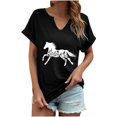 thumbnail image 5 of ALLLIST Black Tops for Women Holiday V Neck T-Shirts Animal Print Trendy Short Sleeve Shirts Tops for Ladies, 5 of 6
