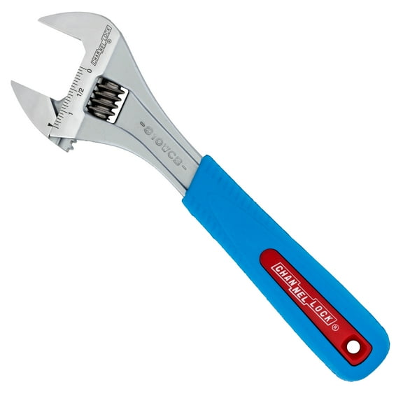 CHANNELLOCK 10-inch CODE BLUE Adjustable Wrench, Precise 1.38-inch Wide Mouth Jaw Capacity (810WCB)