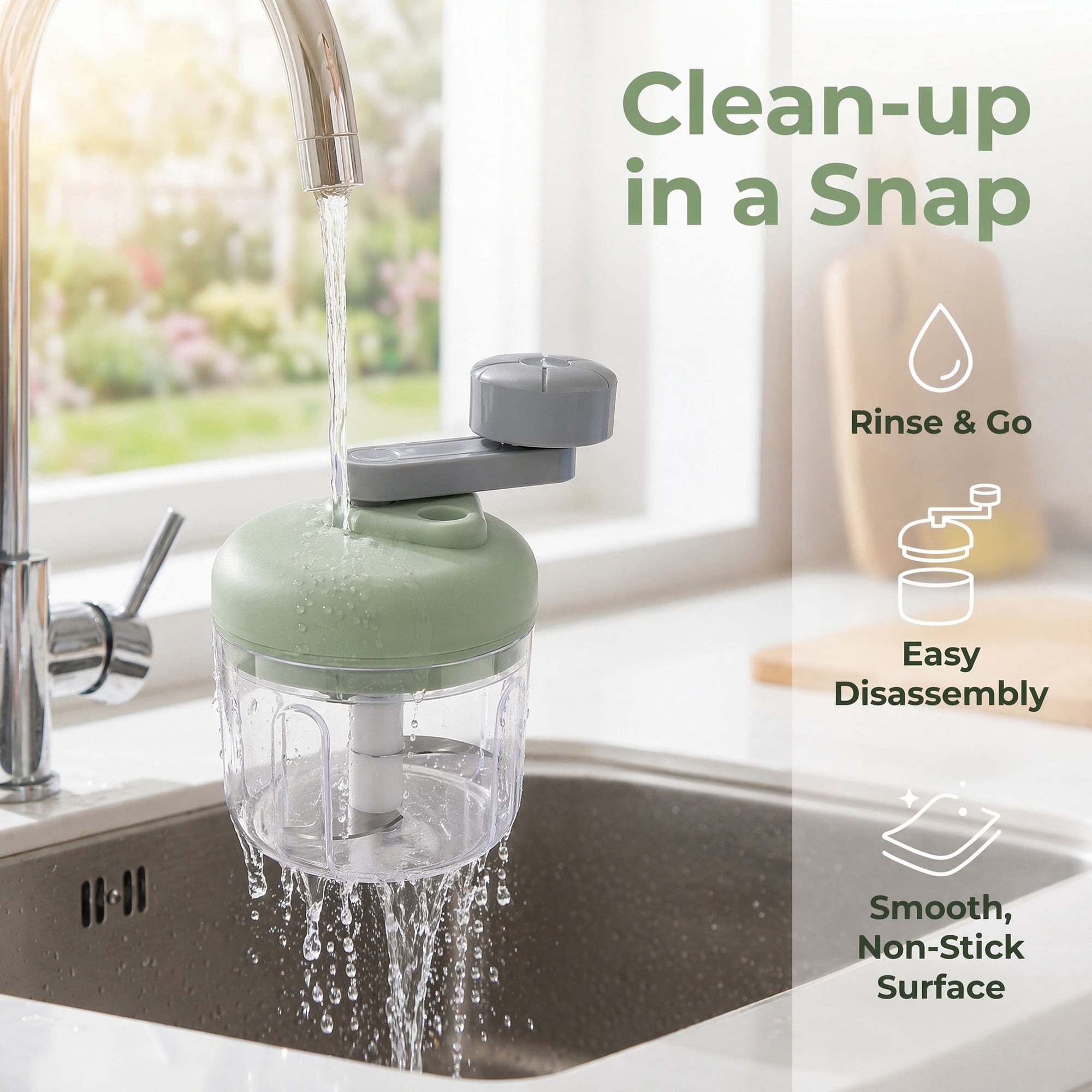Unique Bargains Garlic Vegetable Chopper Food Processor Detachable Mini Grinder Green-3