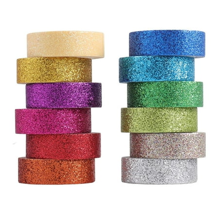 DIY Glitter Washi Tape Set 12 Rolls 118 inch Colored Masking Tape - Art, Scrapbook Tape,Decor & Crafts
