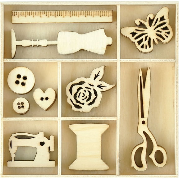 Themed Mini Wooden Flourishes 35/Pkg-Treasures