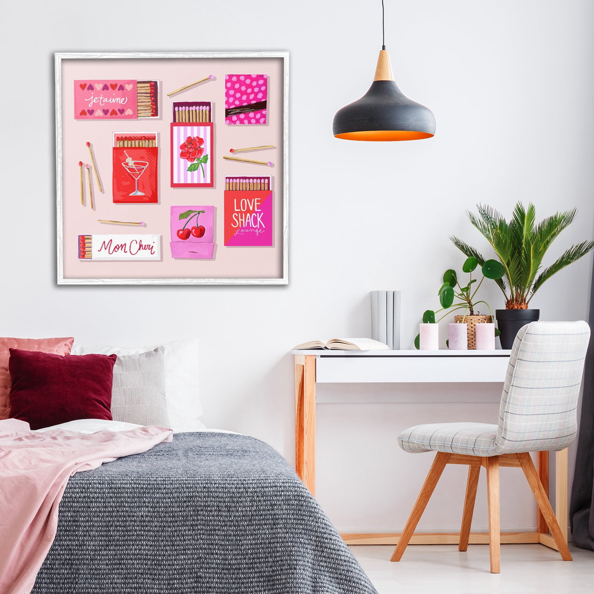 Stupell Industries Je T'aime Romantic Matchbox Set White Framed Giclee Art, design by Rachael Reese