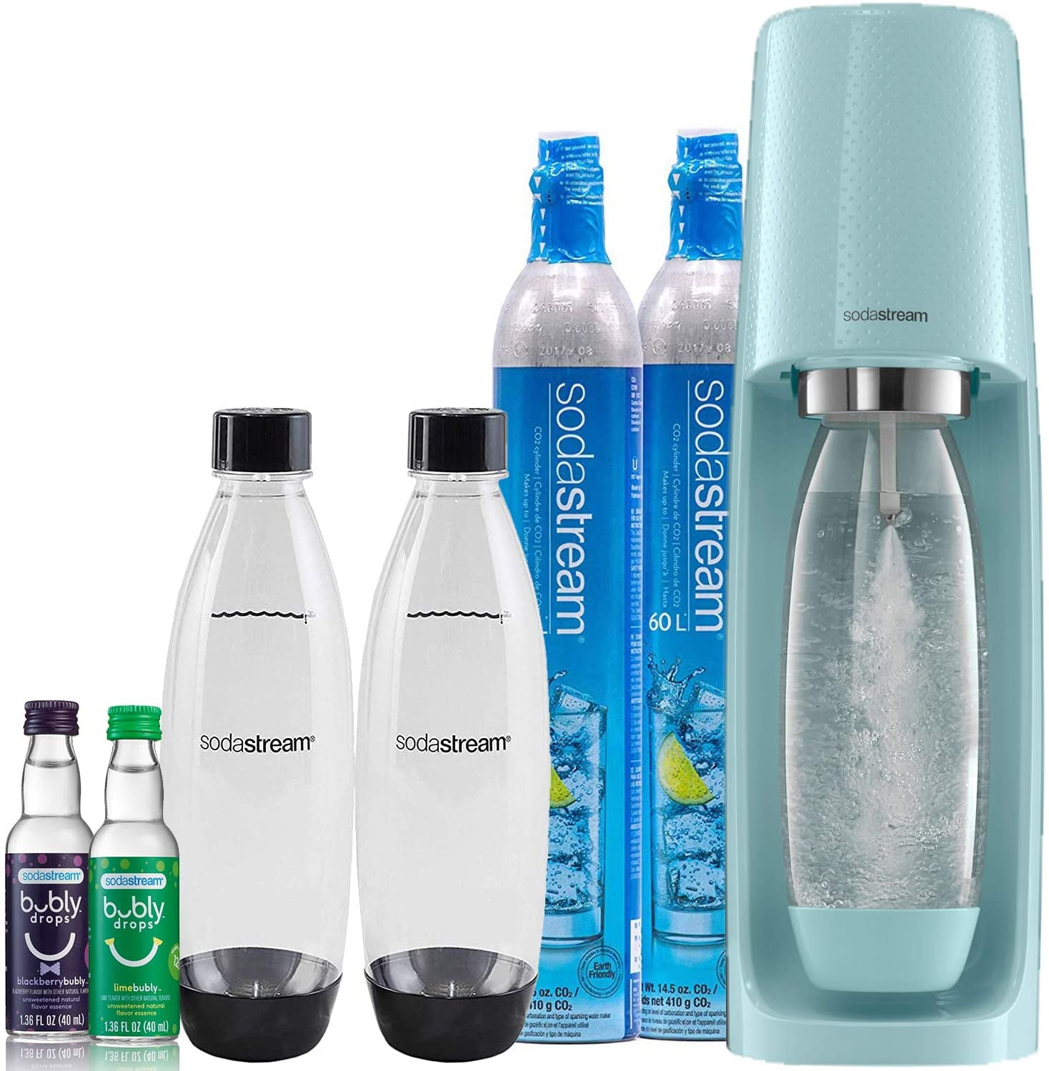 SodaStream Fizzi Sparkling Water Maker Bundle (Icy Blue), with CO2, BPA