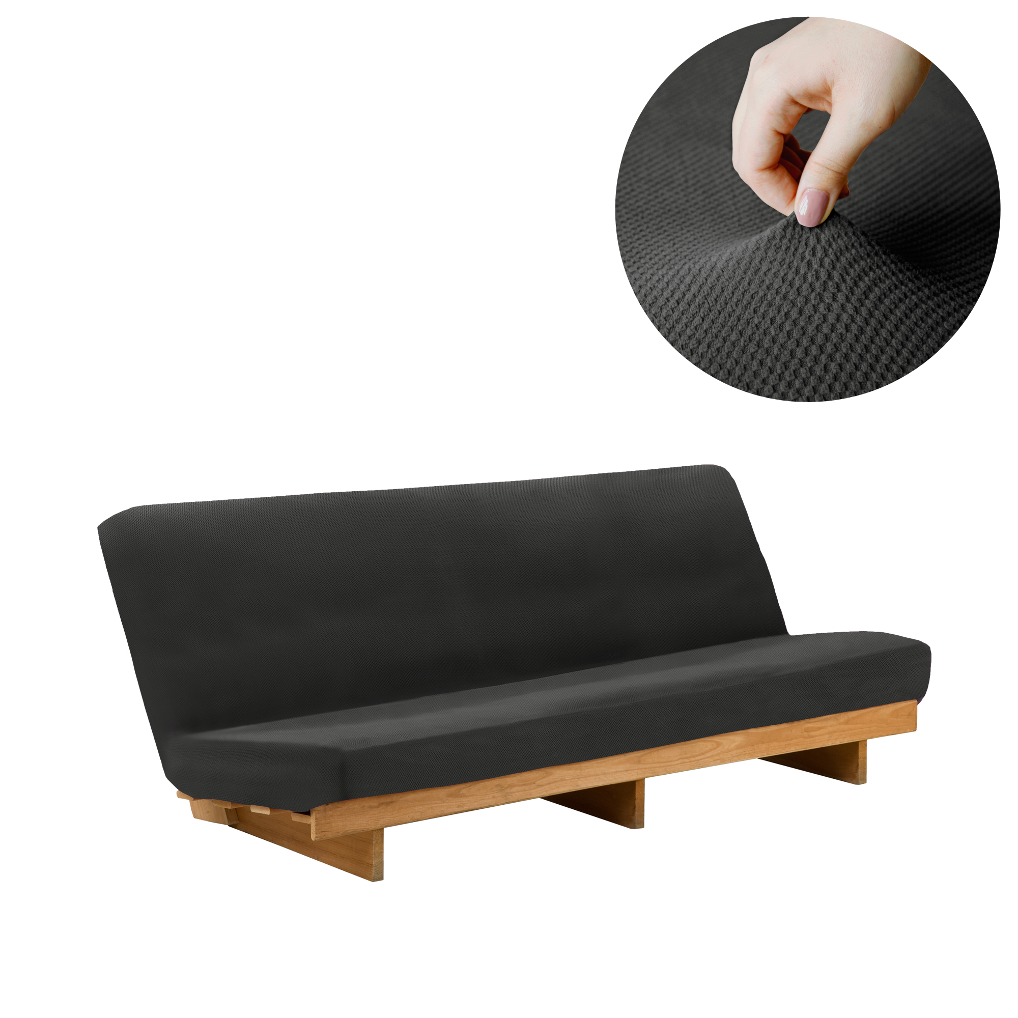 Mainstays Pixel 1-Piece Stretch Futon Slipcover Furniture Cover, Black