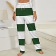 thumbnail image 3 of Green White Horizontal Striped Pattern Winter Female Pants Flannel High Waist Women Pants Lady Warm Straight Leg Plush Trousers, 3 of 7