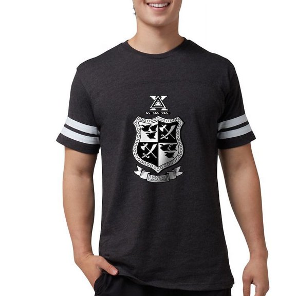 CafePress - Delta Chi Black And White Coat Of Arms T Shirt - Mens Football Shirt