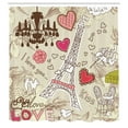 thumbnail image 3 of Ambesonne France Shower Curtain, Doodle Eiffel Tower Love, 69"Wx84"L, Beige Pink, 3 of 5