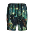thumbnail image 2 of Lsque Mystical Black Cat Fireflies Mens Sleep Pajama Shorts,Short Pajama Pants, Cotton Ultra-Soft Knit-X-Large, 2 of 9