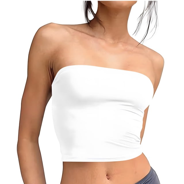 Timegard Womens Tube Tank Tops Sleeveless Strapless Crop Tops Basic Backless Top Going out Cute Summer Shirts