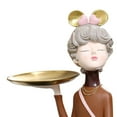 thumbnail image 7 of Chic Cartoon Girl Statue Sculpture Figurine Artware Keys Storage Holder Ornaments for Coffee Table Entry Tabletop Display Porch Decor - Brown, 7 of 7