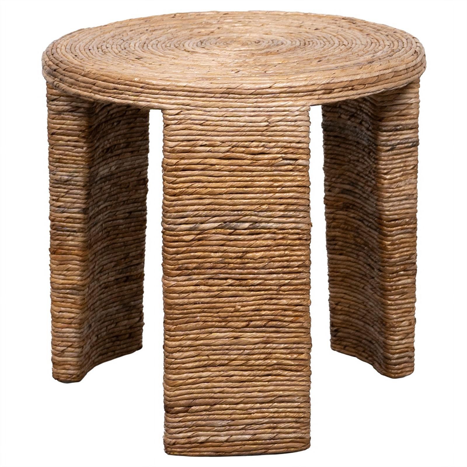 Morena Round End Table with Tawny Tempered Glass Top Brushed Bronze