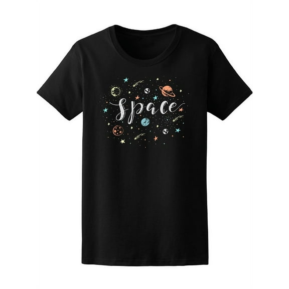 Space With Planets & Stars Back T-Shirt Women -Image by Shutterstock, Female Small