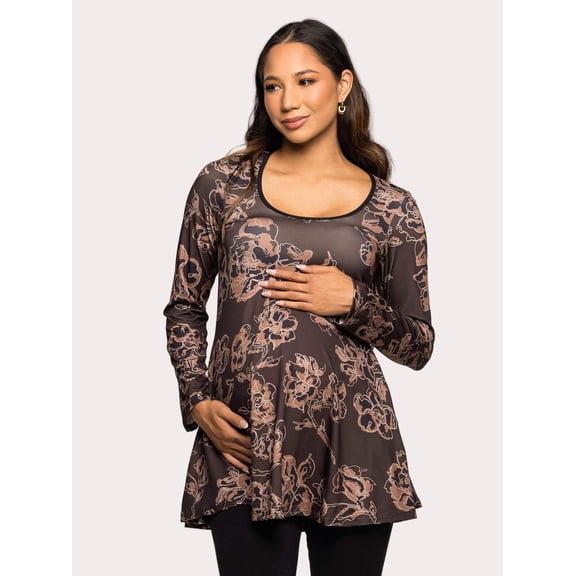Maternity Floral Long Sleeve Swing Top