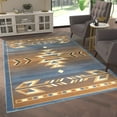 thumbnail image 3 of Emma + Oliver 6x9 Olefin Accent Rug with Southwestern Geometric Arrow Design in Blue, Black, Beige & Ivory and Natural Jute Backing, 3 of 7
