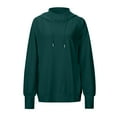 thumbnail image 5 of UJNDER Women's Hooded Sweatshirt 2025 Solid Color High Collar Side Pocket Pullover Long Sleeve Casual Dark Green S, 5 of 9