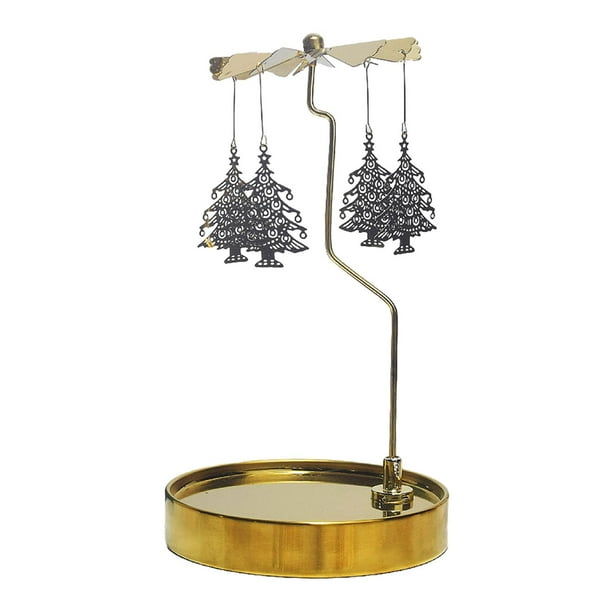 Portavelas giratorio,Portavelas giratorio con centro de mesa con bandeja,Portavelas giratorio de metal para velas románticas,Portavelas giratorio para decoración de fiesta de Árbol de oro