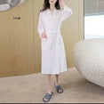 thumbnail image 2 of fheaev Lightweight Robes For Women Waffle Bathrobe Soft Fast-Drying Unisex Couple Loungewear Hotel Robe House Dress Loungewear Long Nightgown With Pockets, 2 of 4