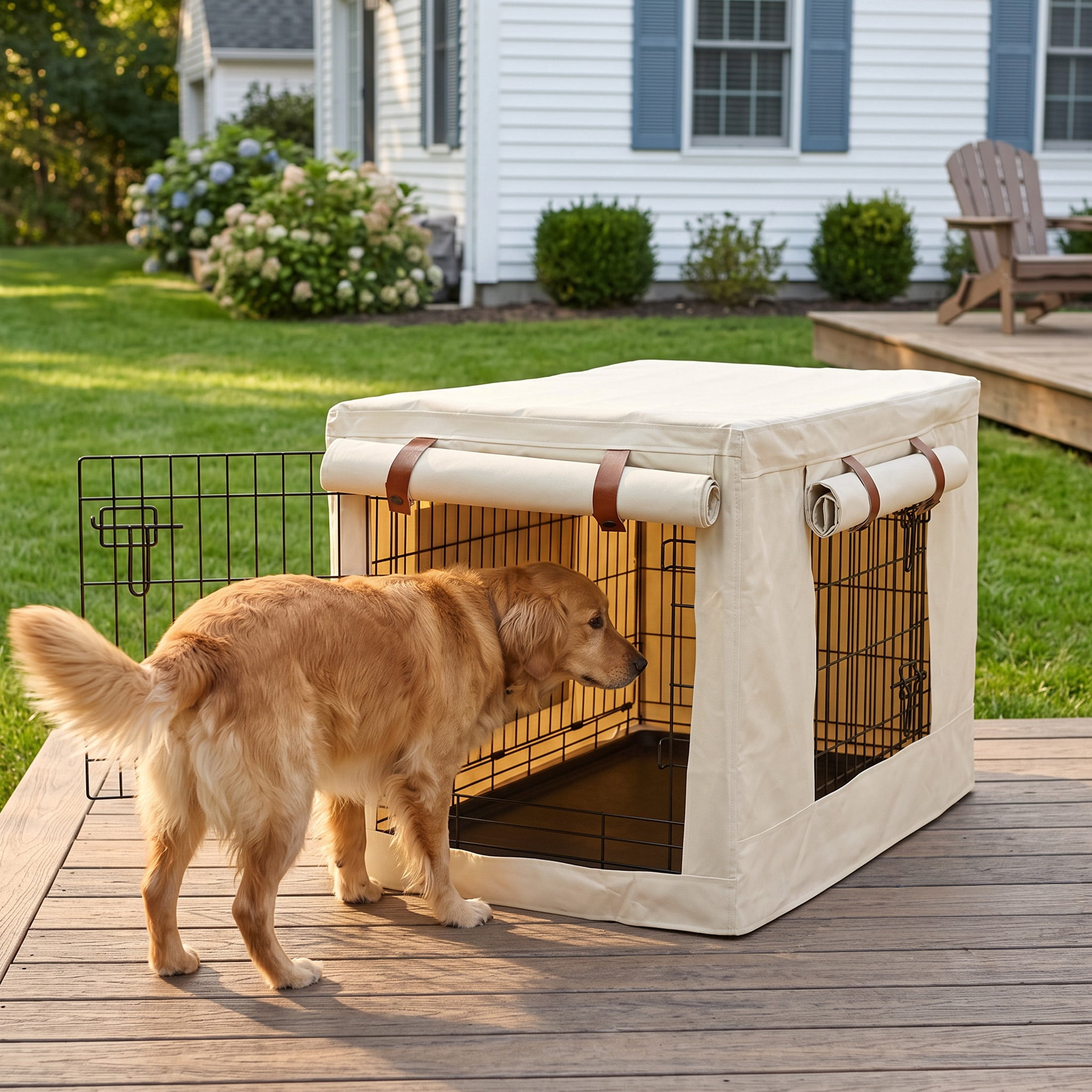 Vibrant Life 24" Dog Crate Cover with Breathable Panels, Beige