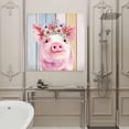 thumbnail image 5 of Cute Pink Pig Framed Canvas Wall Art, Red Purple Flower Wooden Stripes Farms Animal Wall Art Painting for Living Room Bedroom Home Decor, 8”x8”, Office Artwork Print, 5 of 9