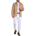 thumbnail image 2 of INSPIRE CHIC Men's Casual Suit Jacket Stand Collar Single Breasted Suede Blazer M Khaki, 2 of 6