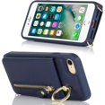 thumbnail image 5 of iPhone 7 8 SE (2020) Case with Card Holder for Women, iPhone 7 Phone Case Wallet with Strap Credit Card Slots Crossbody with Kickstand Zipper Shockproof Case for iPhoneSE (2020) - Blue, 5 of 16