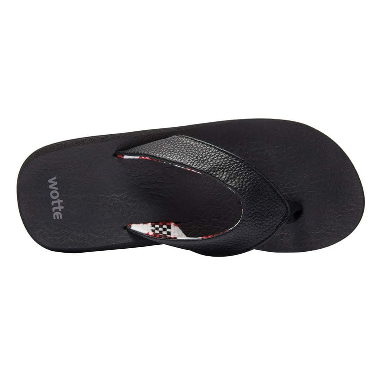 WOTTE Women's Yoga Mat Flip Flops Soft Cushion Thong Sandals Size 10, Black
