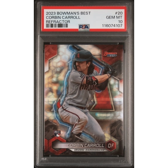 Graded 2023 Topps Bowmans Best Corbin Carroll #20 Refractor Rookie RC Baseball Card PSA 10 Gem Mint