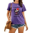 thumbnail image 3 of QAFOPEH Women Christmas Graphic Print Crew Neck Short Sleeve Solid Color Top, 3 of 7