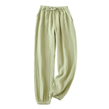 Wdfiry Women Comfy Pajamas Pants Casual Stretchy Pants Solid Color Female Drawstring Bottoms Lounge Pant for All Seasons