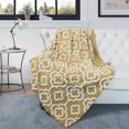 thumbnail image 4 of Home Soft Things Jacquard Sherpa Throw Blanket 50"x60" Gold Victorian, Shabby Chic, 4 of 5