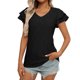 thumbnail image 1 of Camiseta de Manga Corta de Verano para las Mujeres de Moda de Color Sólido con Cuello en V, Top Casual de Poliéster, Lavado de Manos, 1 of 7