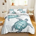 thumbnail image 3 of Move Over Blue Turtle Bedding Sets King Ocean Duvet Cover Set Sea Turtle Pattern Microfiber No Filling, 3 of 7
