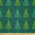 thumbnail image 2 of Ambesonne Christmas Tree Fabric by the Yard Microfiber, Stars and Trees Art, 2 Yards, Teal and Multicolor, 2 of 2
