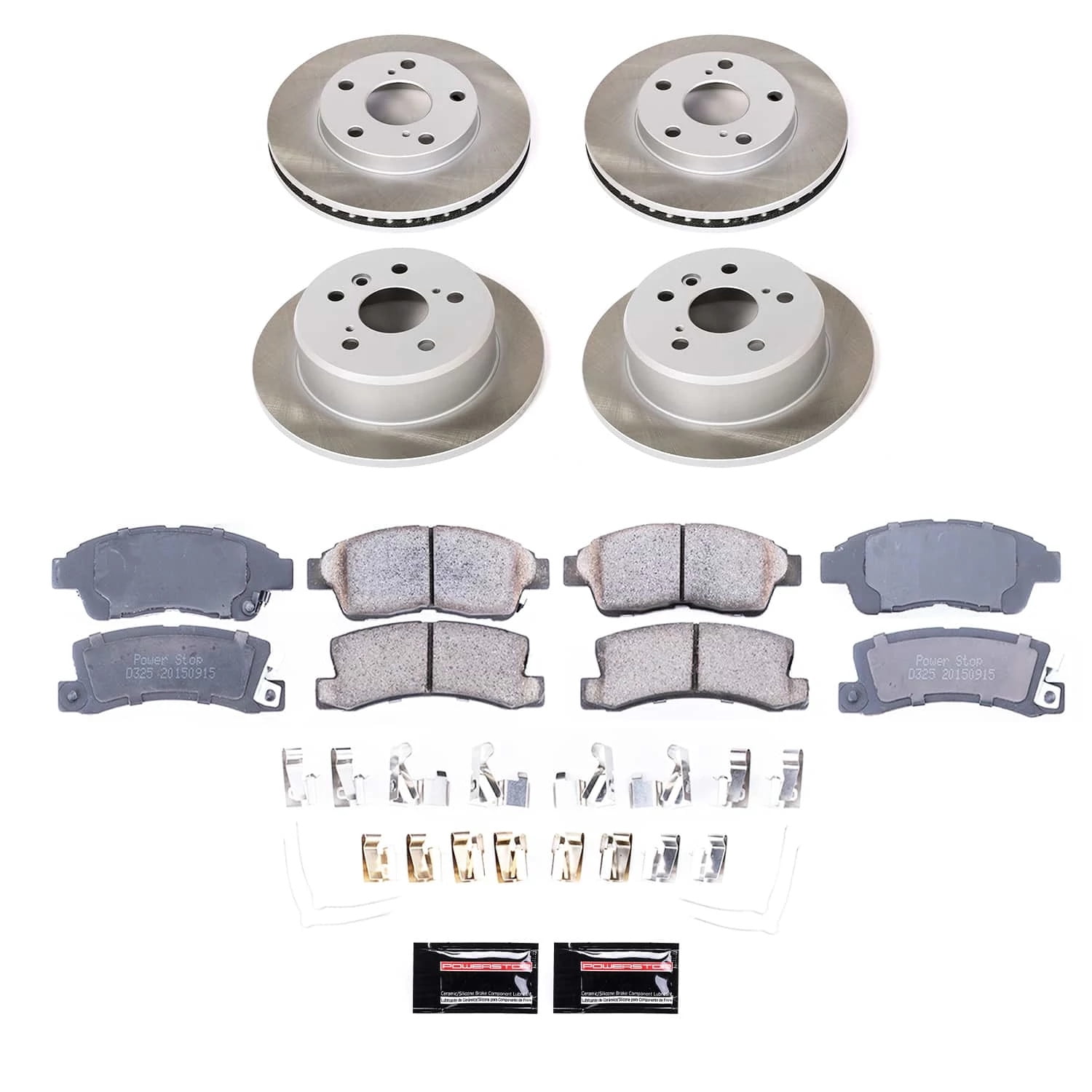 PowerStop Front and Rear Semi-Coated Rotor and Low-Dust Ceramic Brake Pad Kit SC1053