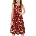 thumbnail image 6 of Spazoro Little & Big Girls A-Line Dress, Floral Print 2025 New Style Sleeveless Crew Neck Summer Dresses for Child Girls Red Size 11 T, 6 of 7