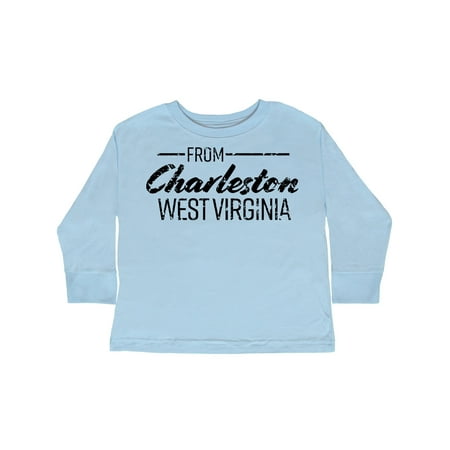 

Inktastic From Charleston West Virginia in Black Distressed Text Gift Toddler Boy or Toddler Girl Long Sleeve T-Shirt